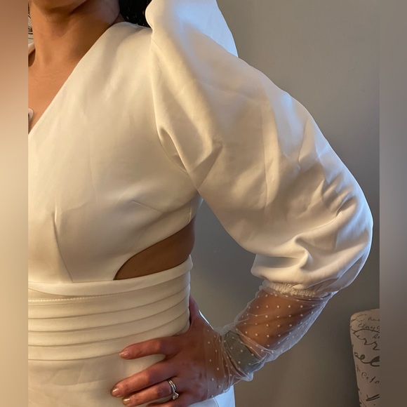 Elegant wedding dress Backless Mesh
Insert Gigot Sleeve cut out formal Dress - Picture 5 of 6